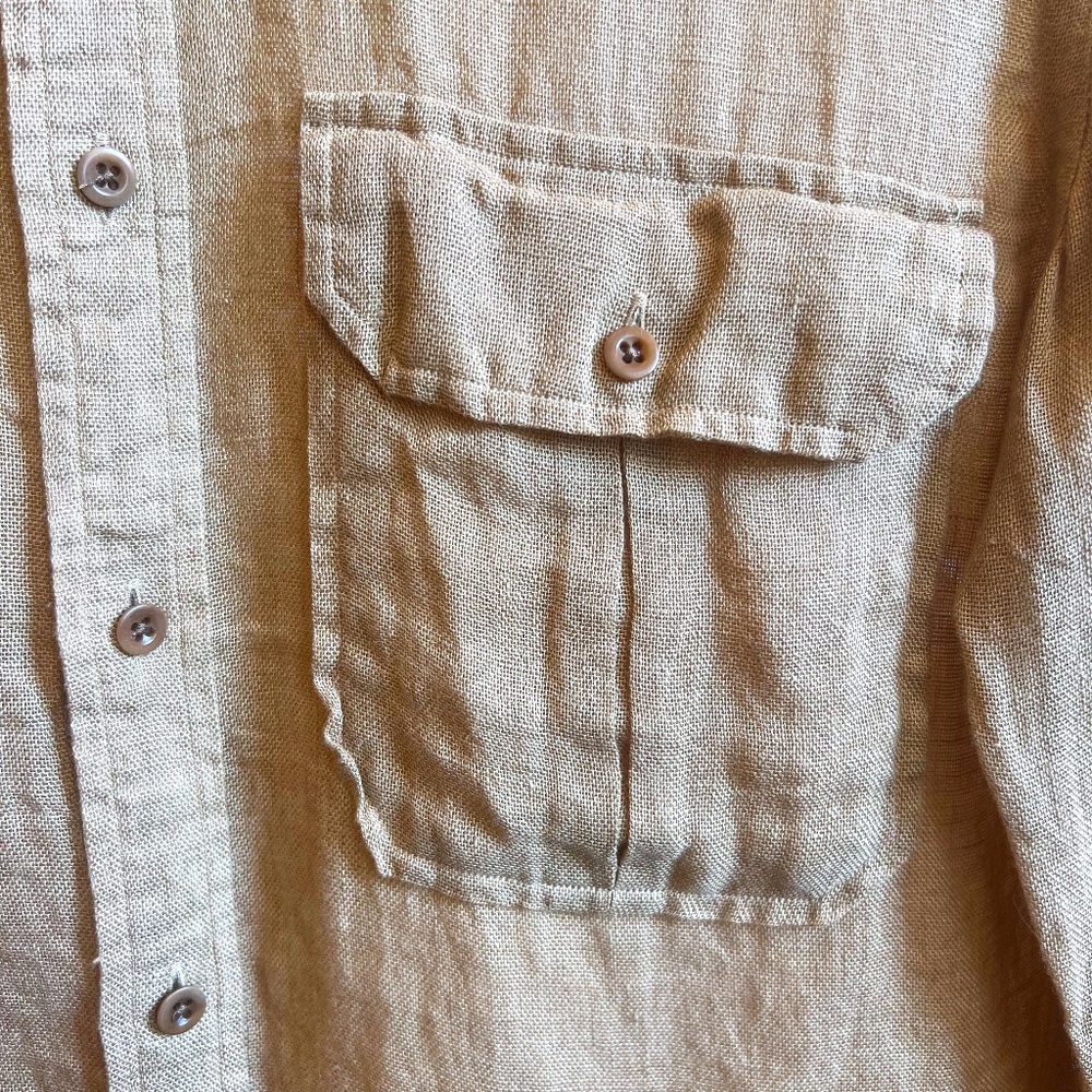 Ralph Lauren 100% Linen Tan Long Sleeve Button Down Women's Shirt Size 6 - Picture 7 of 7